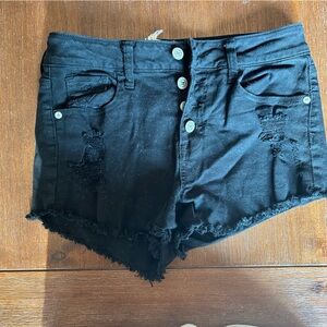 Altar’d State Black Denim Distressed Shorts